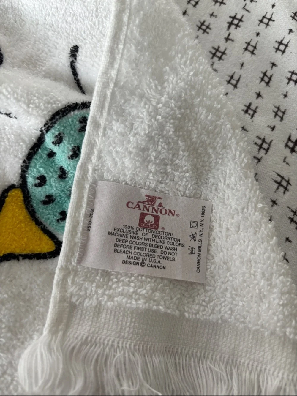 Vintage Hallmark Golf Towels, set of 2, white w/ graphics, hanging hook,17.5x11”